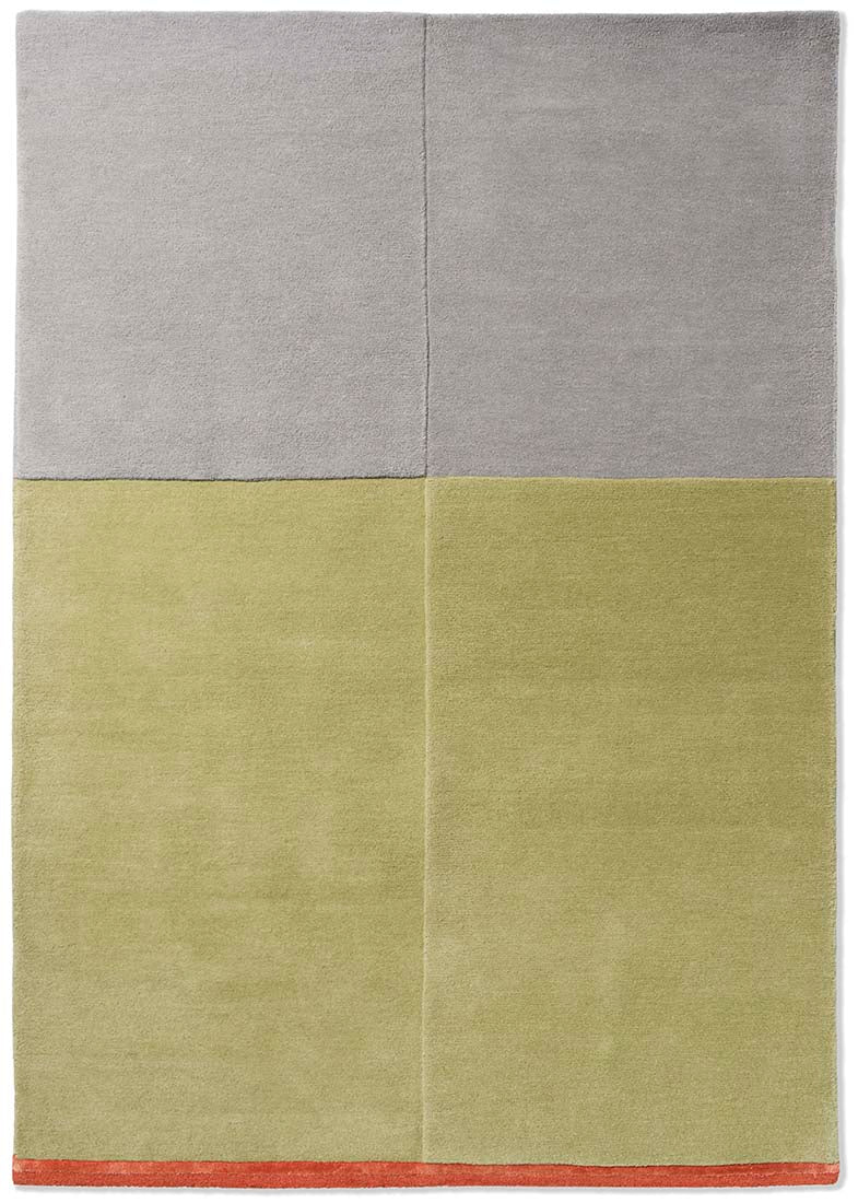 abstract rug in green, grey and red
