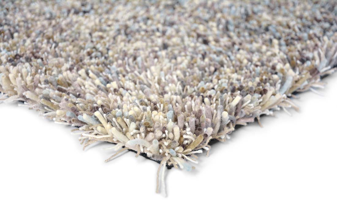 grey and duck egg blue shagpile area rug