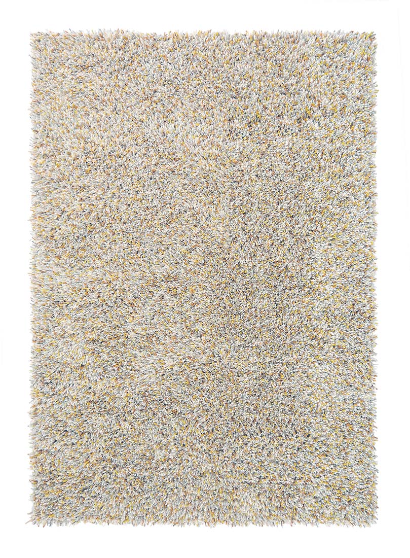 cream, yellow, rust and duck egg blue shagpile area rug