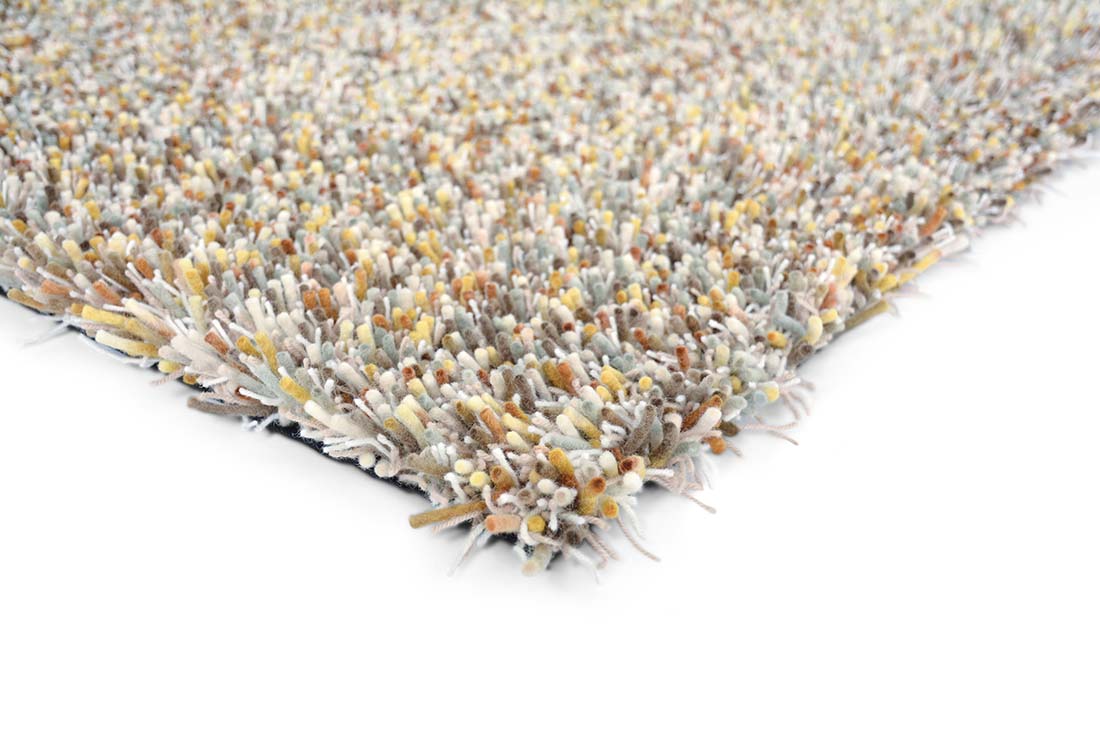 rust and duck egg blue shagpile area rug