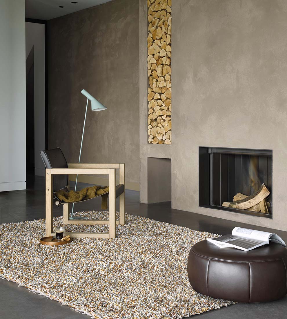 rust and duck egg blue shagpile area rug