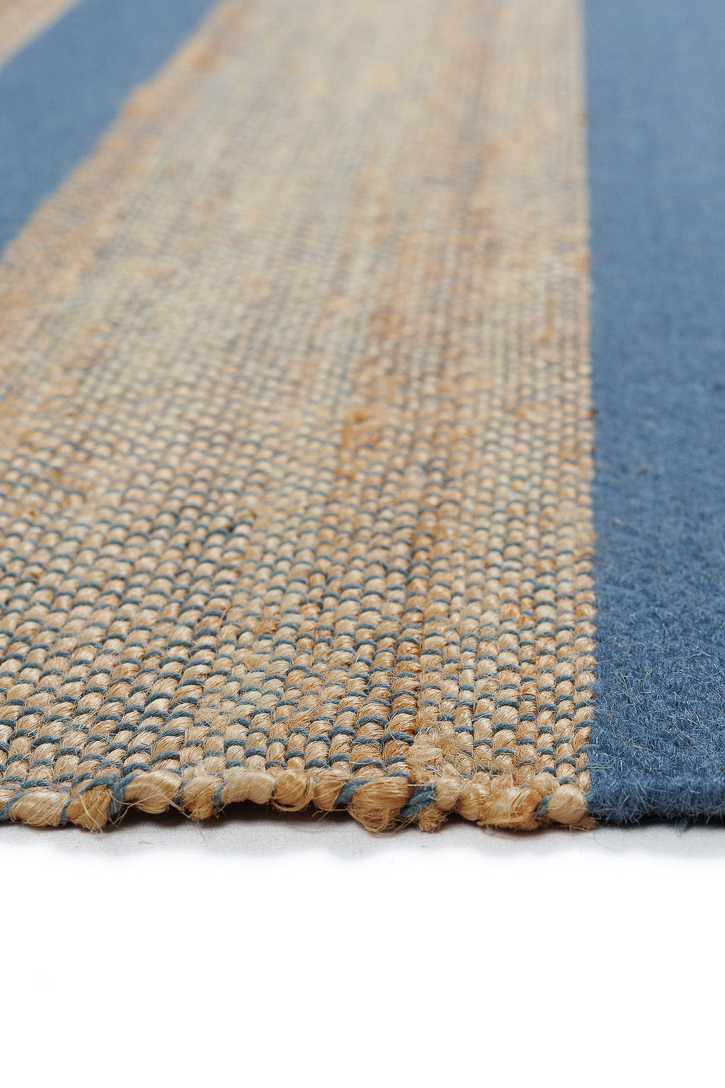 jute runner rug with blue stripes
