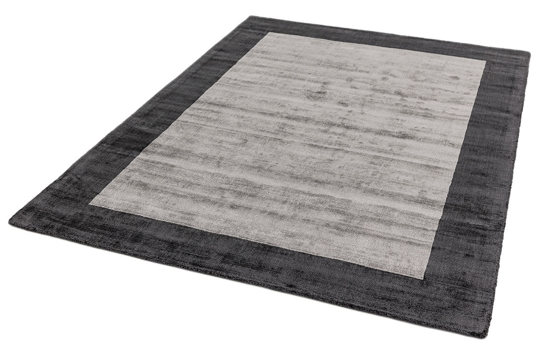 Blade Border Square Rug BB04 Charcoal Silver