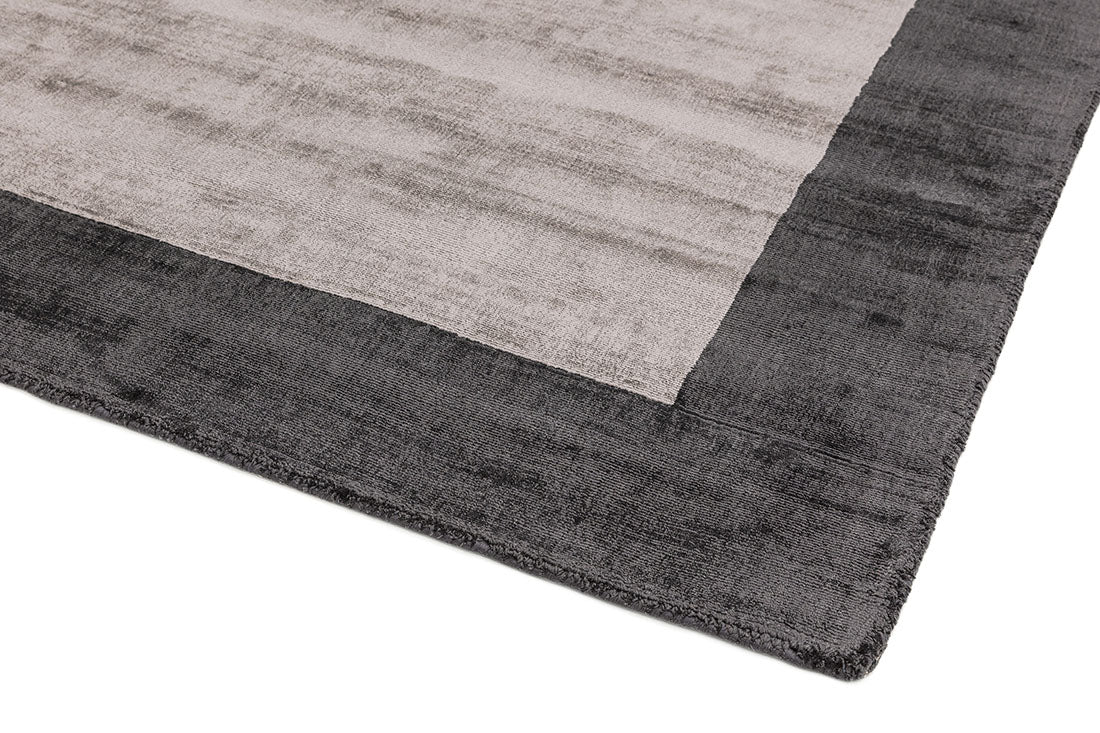 Blade Border Square Rug BB04 Charcoal Silver