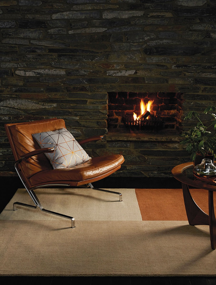 brown and copper geometric rug