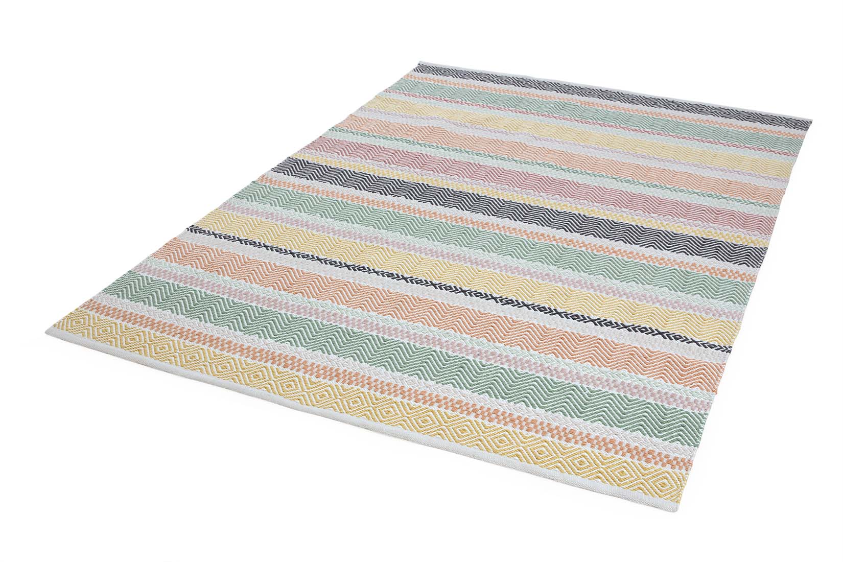 multicolour indoor/outdoor rug with stripe pattern