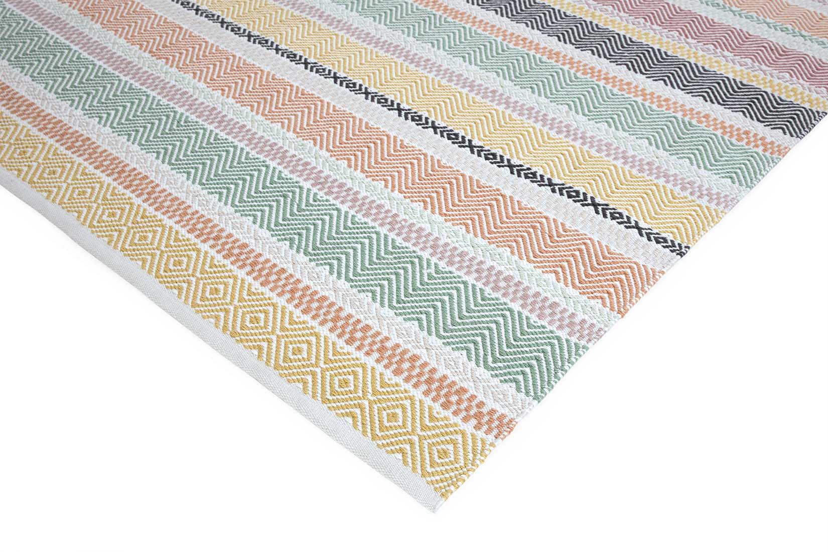 multicolour indoor/outdoor rug with stripe pattern