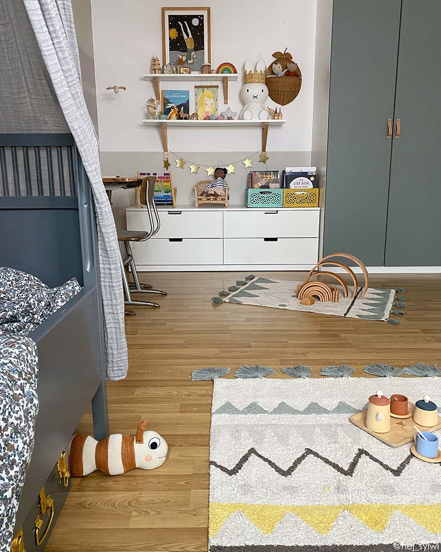 yellow and grey aztec pattern and pink tassel border