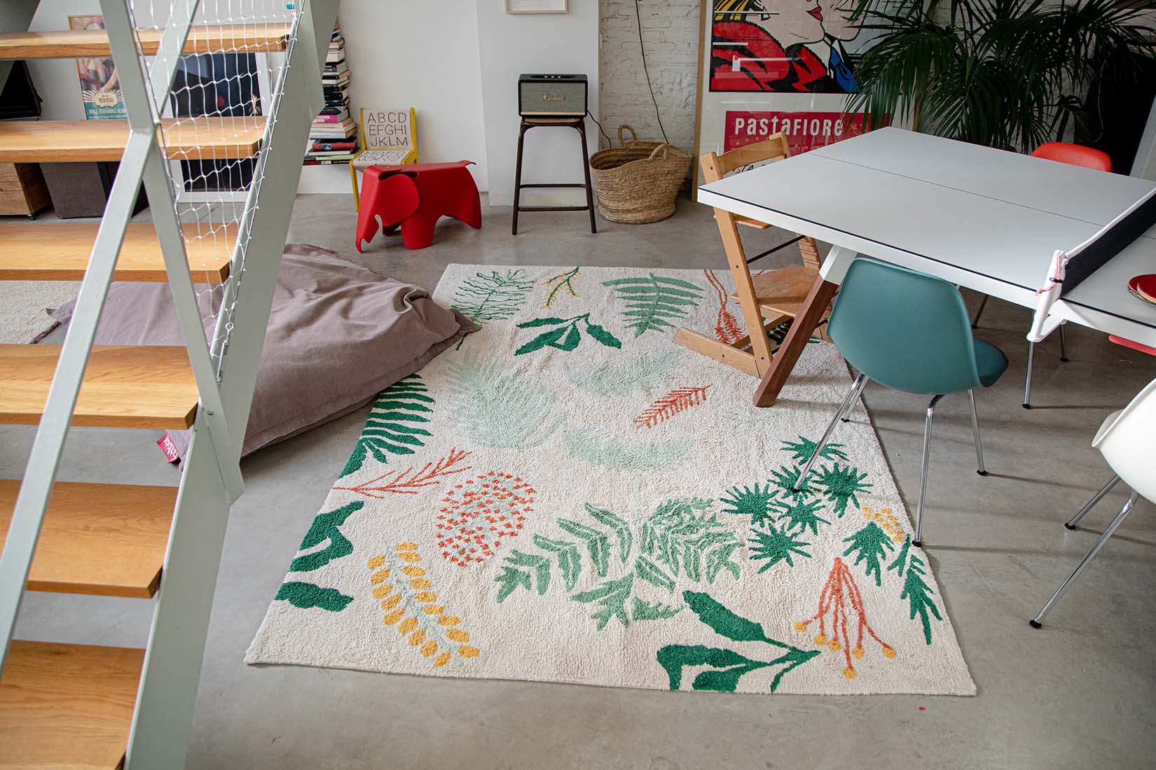 Floral Multicoloured Cotton Rug