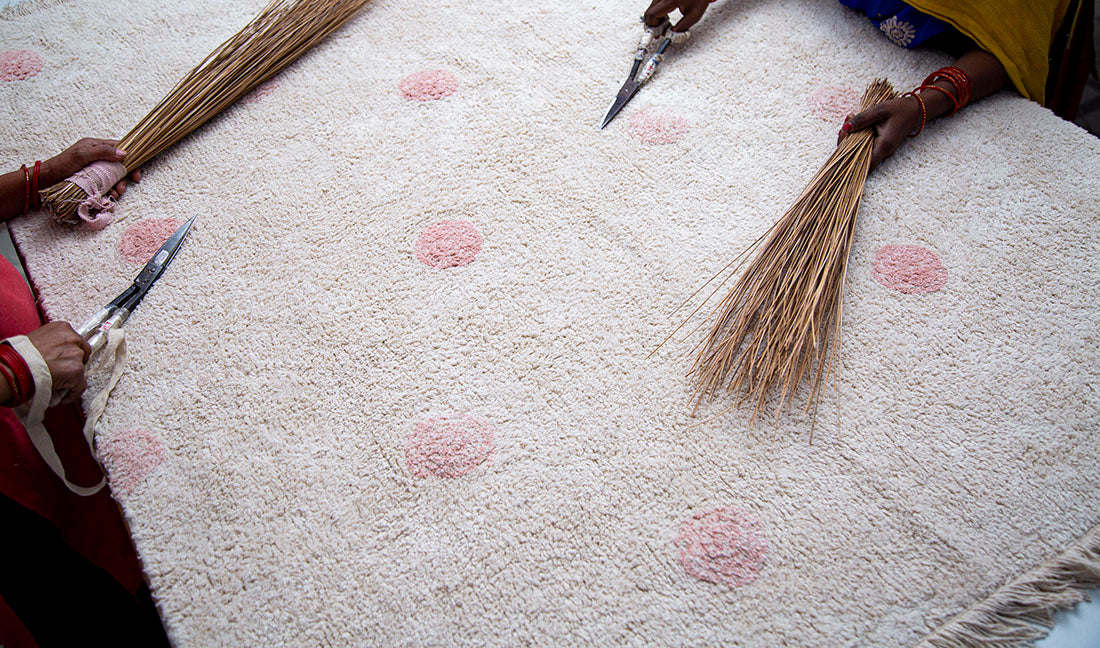 Washable Rug Hippy Dots Vintage Nude