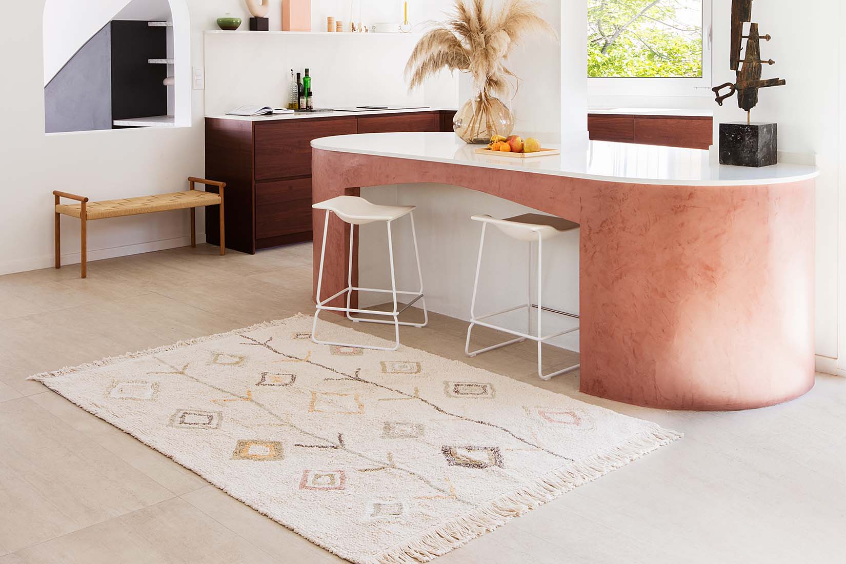Cotton Beige Moroccan rug