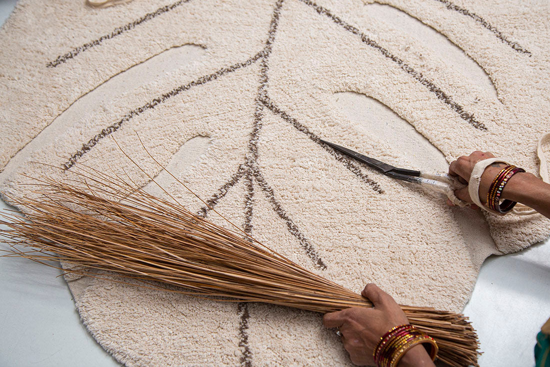 Washable Rug Monstera Natural