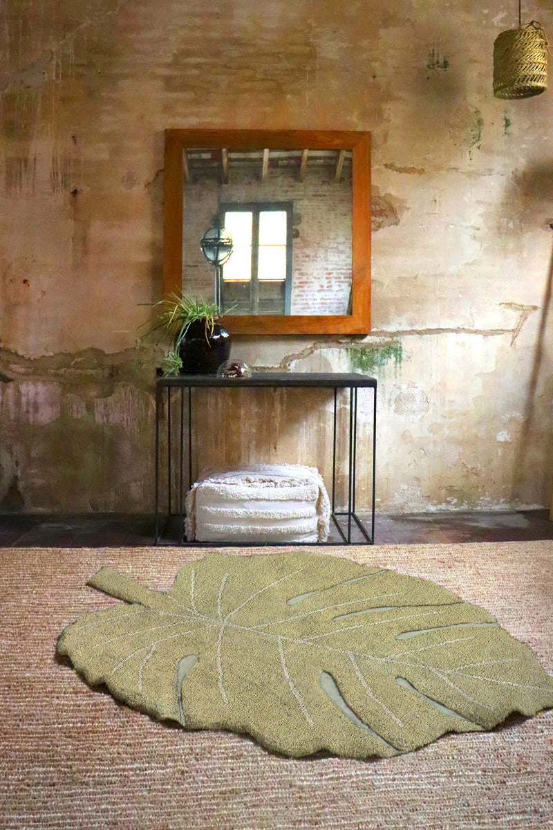 Washable Rug Monstera Olive