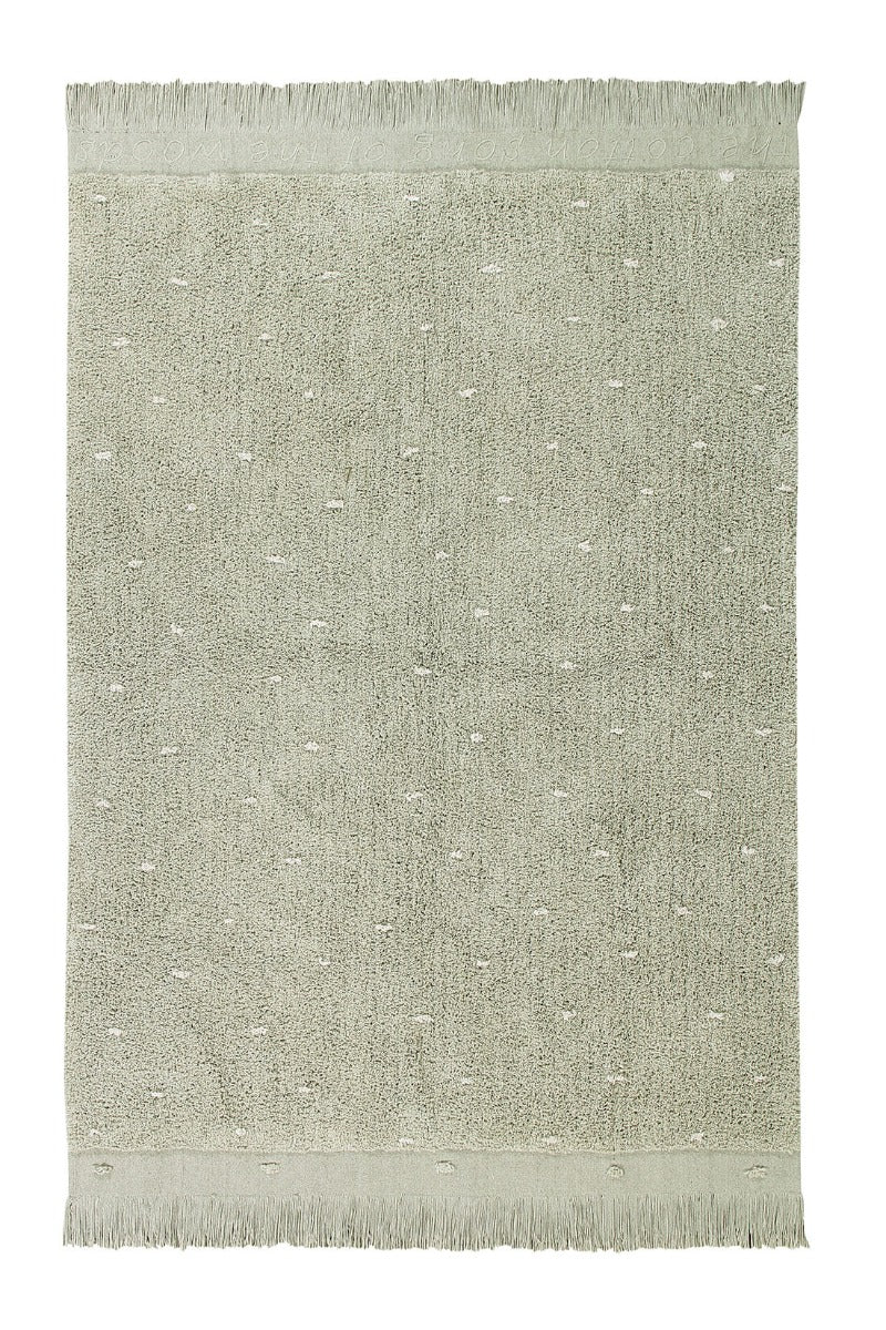 textured olive green rug