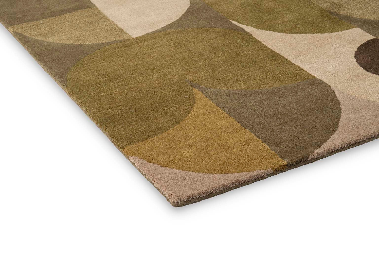 green wool area rug with retro design