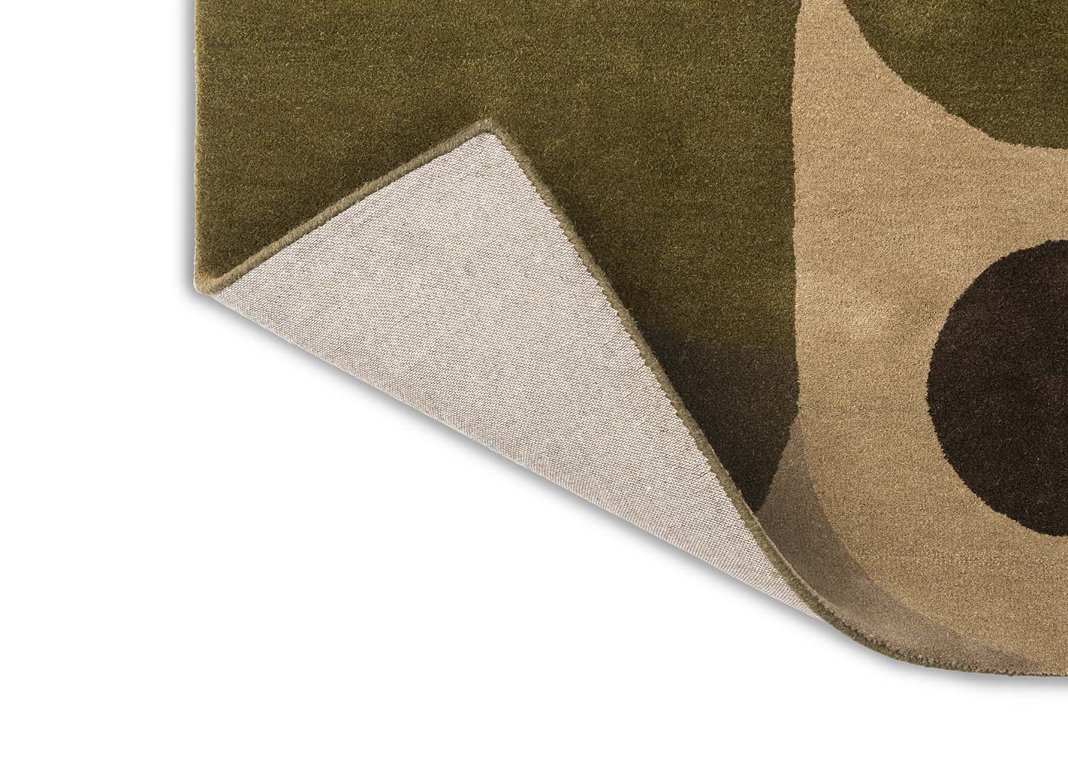green wool area rug with retro design