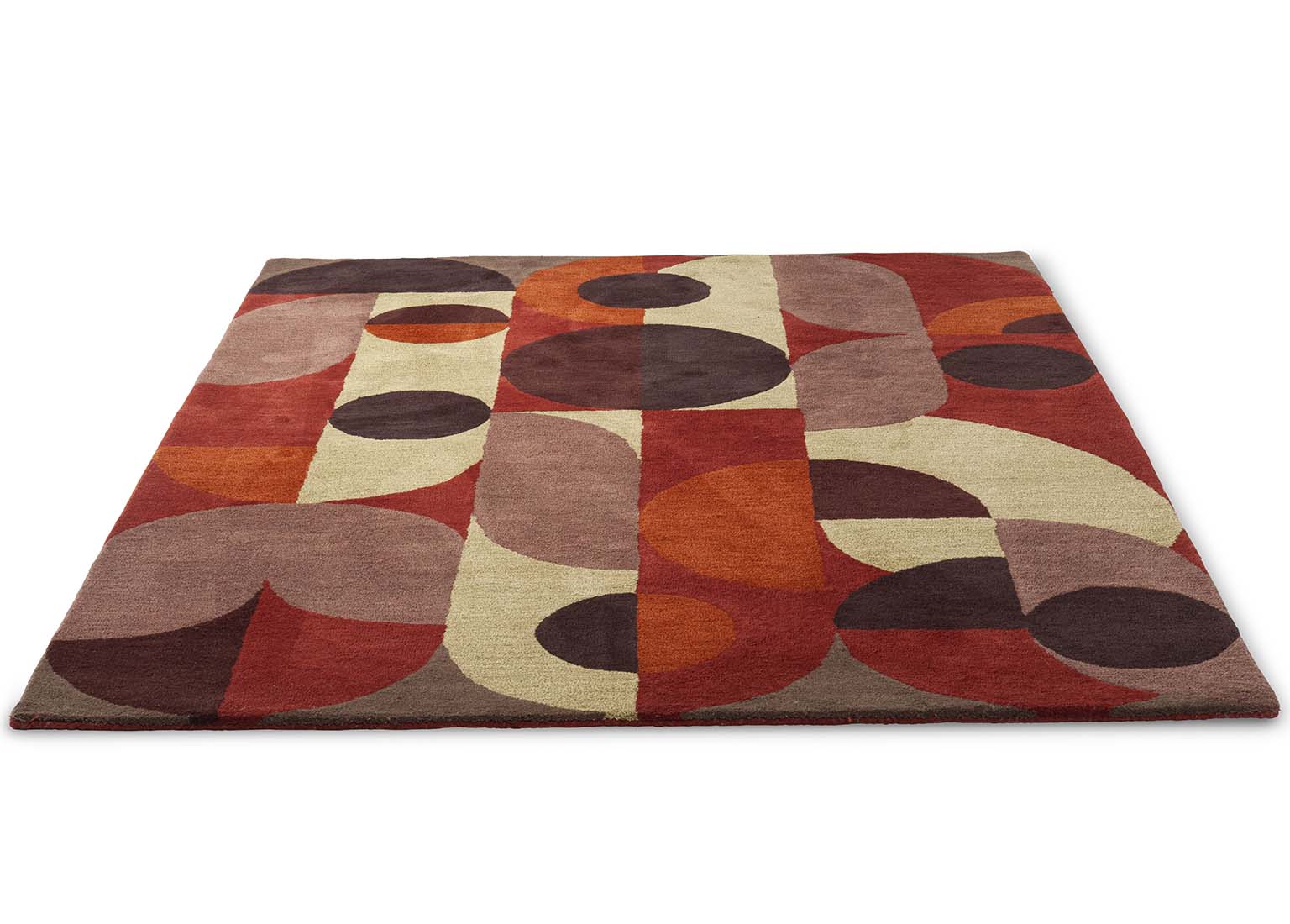 multicolour wool area rug with retro design