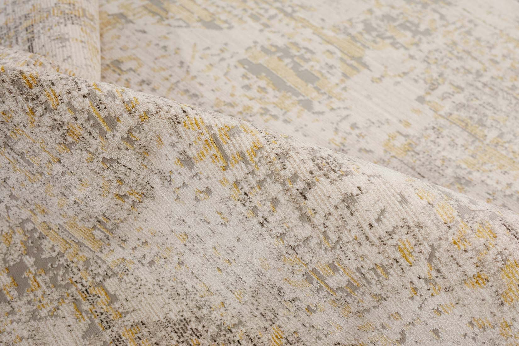 Persian style area rug in yellow and grey