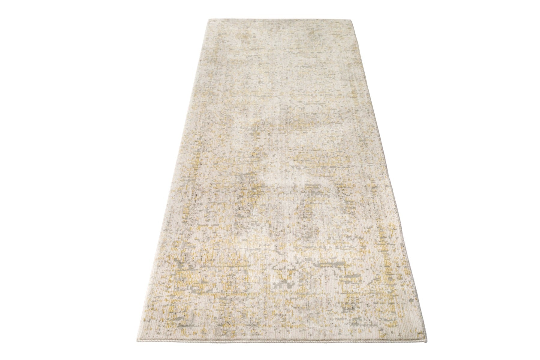 Persian style hallway runner in yellow and grey