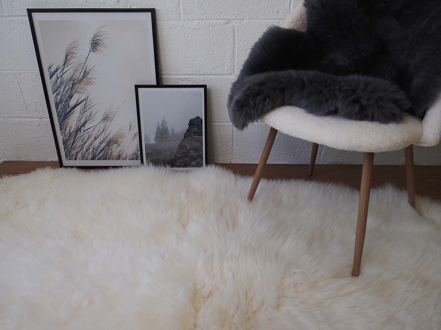 Irish dark grey sheepskin rug
