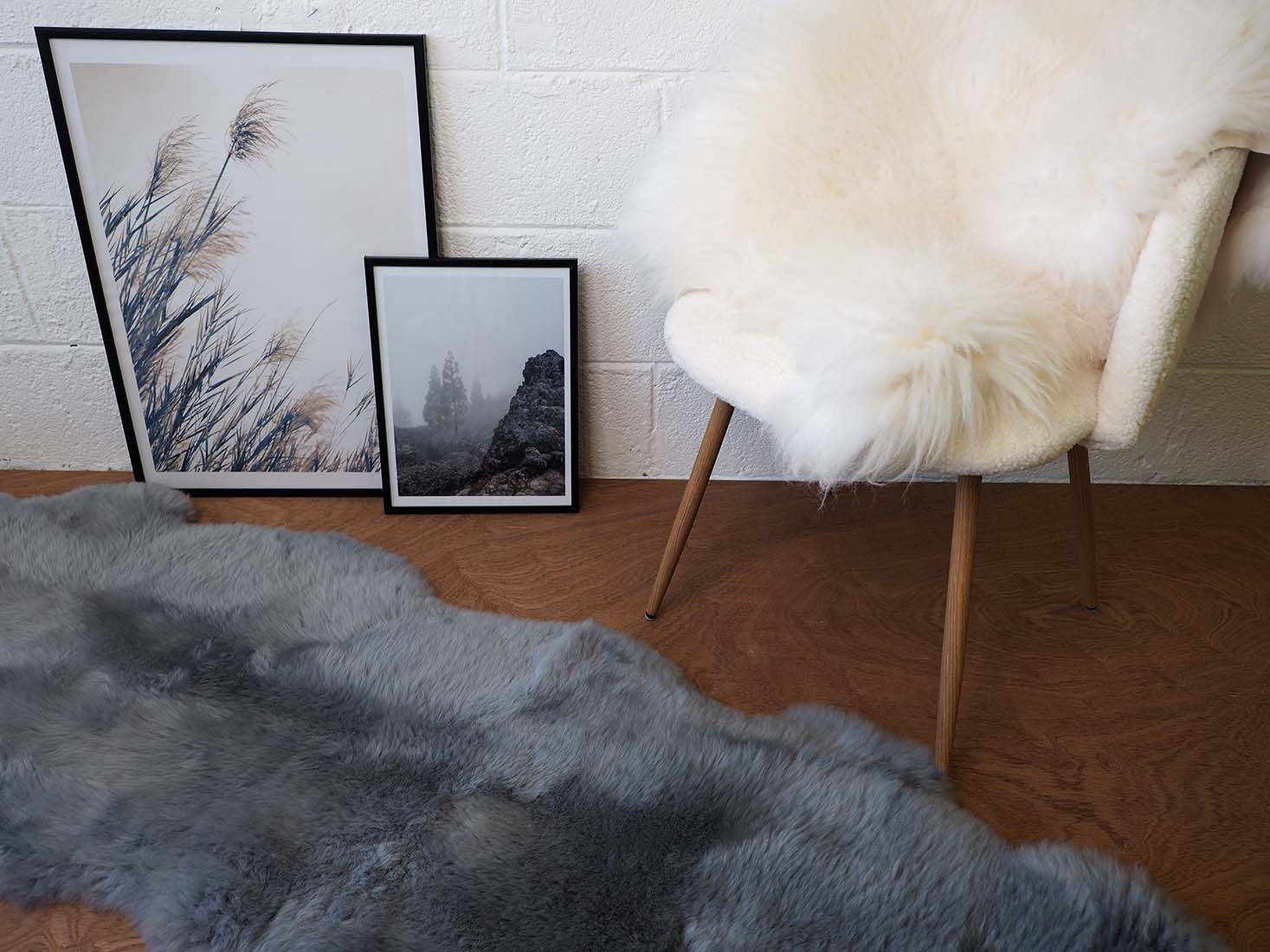 double Irish dark grey sheepskin rug