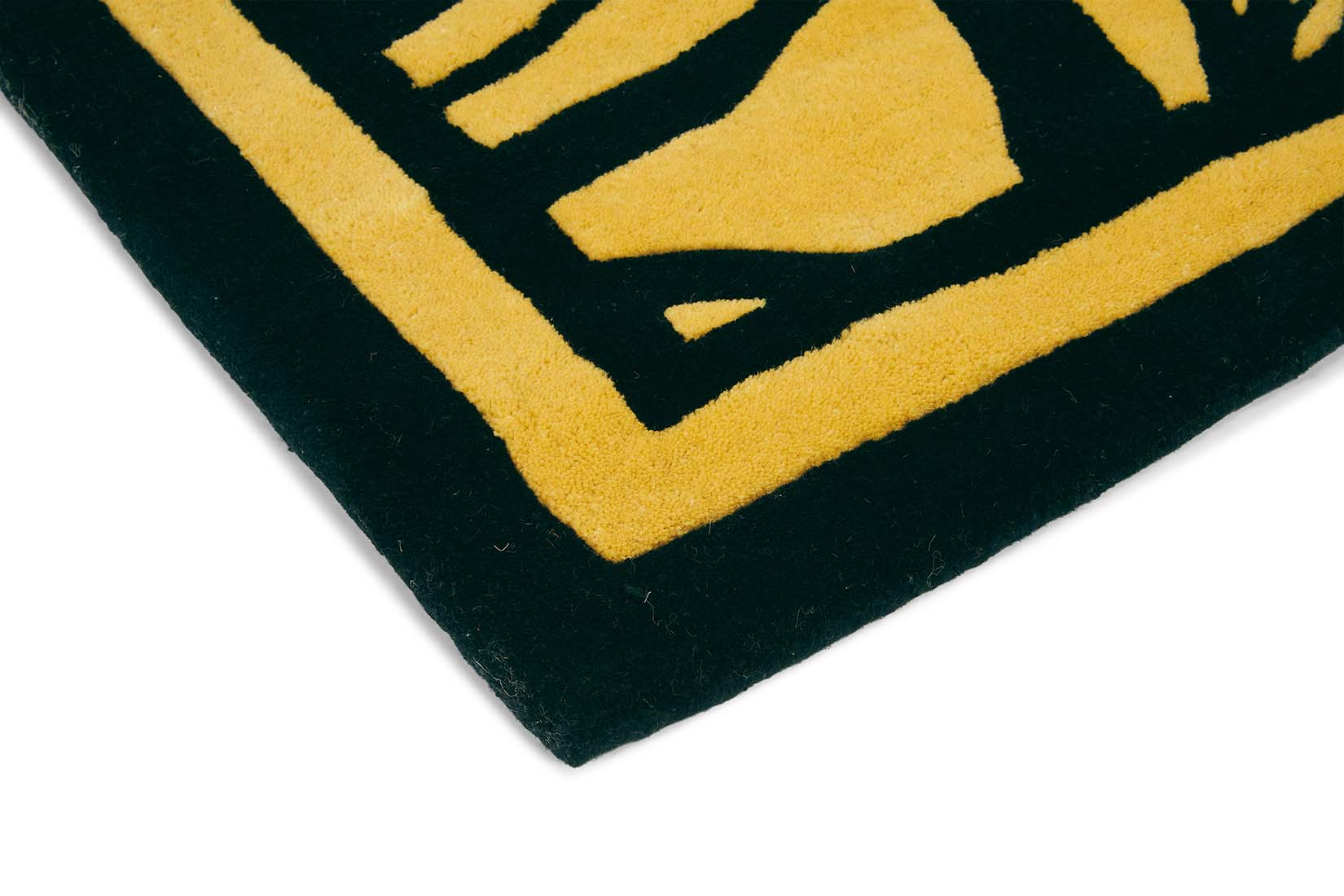 Gold and black contemporary floral wool rug