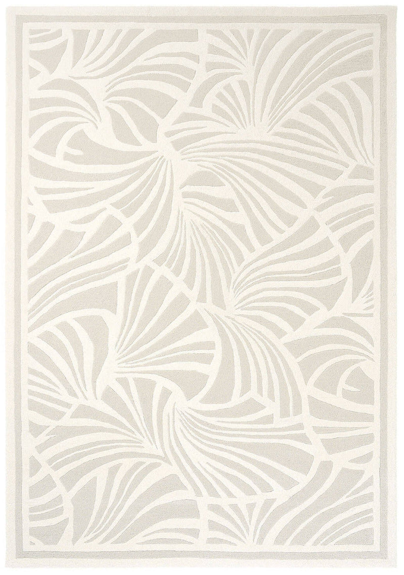 Cream and ivory contemporary floral wool rug