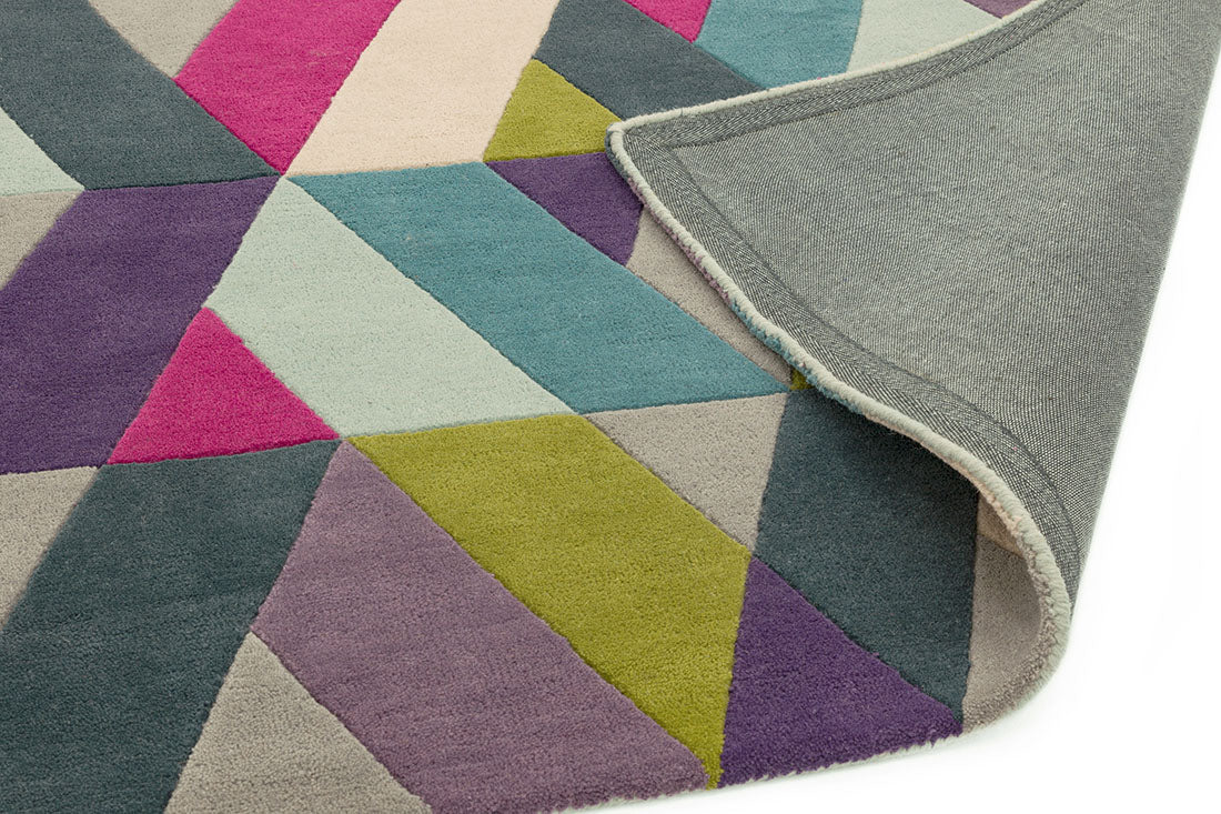 multicolour area rug with a geometric triangle design