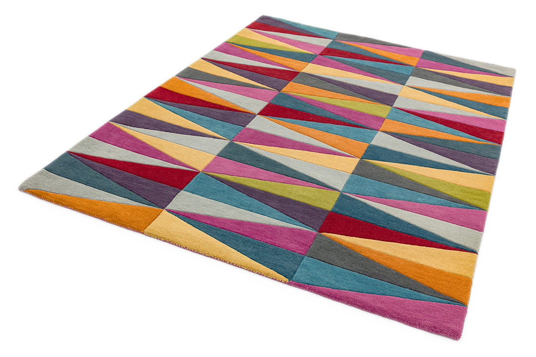 multicolour rug with a geometric triangle pattern