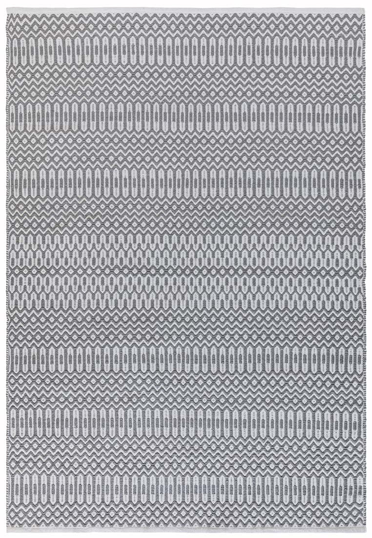 grey indoor/outdoor rug with geometric design