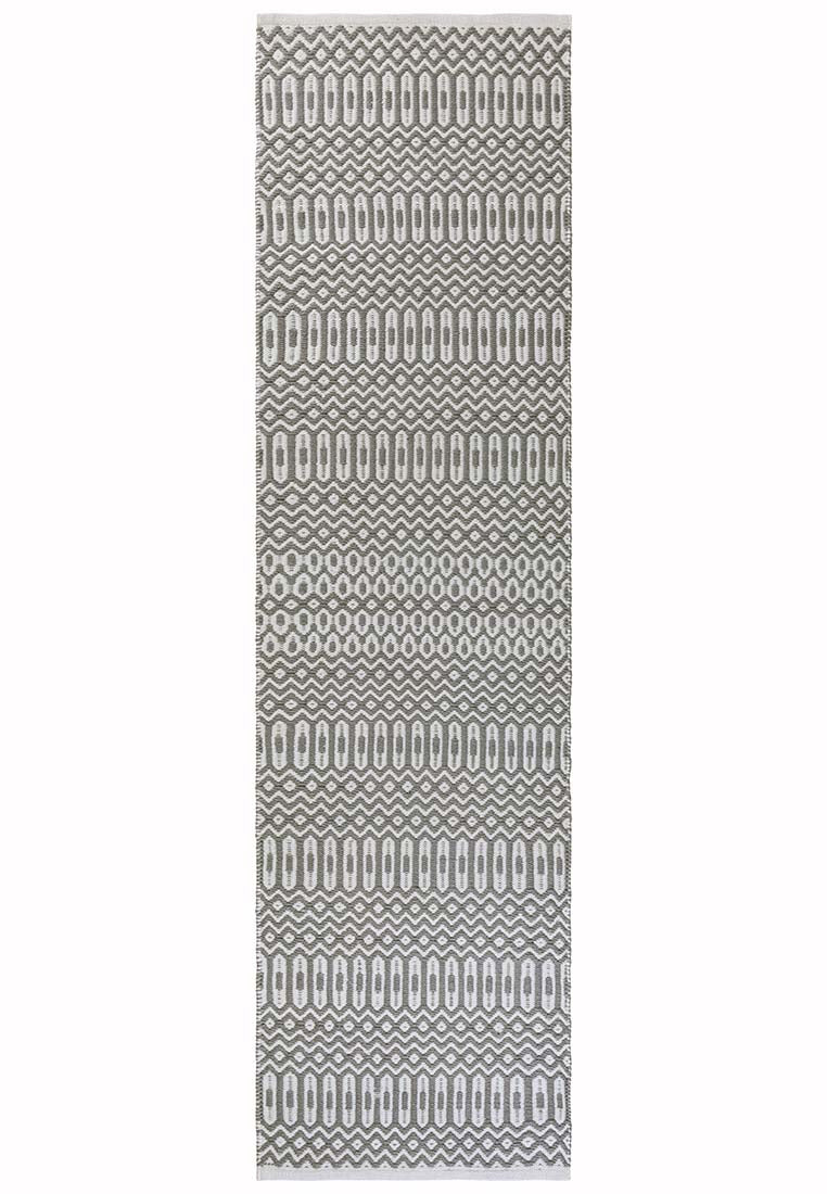 grey indoor/outdoor runner with geometric design