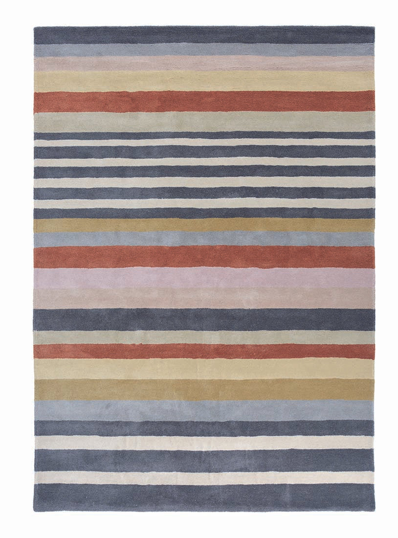 wool rug with multicolour stripe design