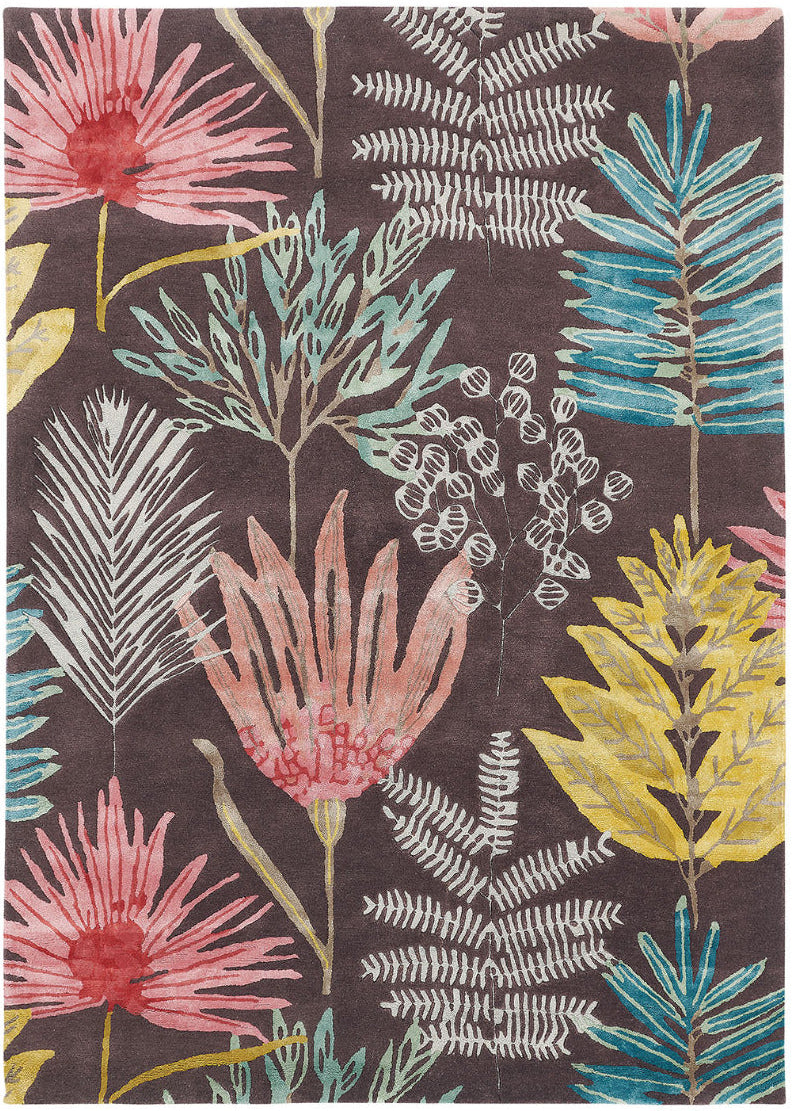 Harlequin rug with a multicolour floral pattern