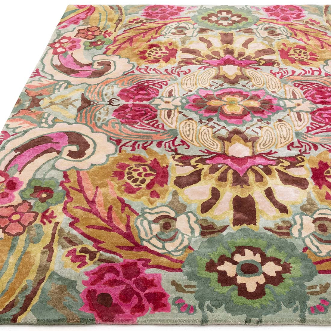 multicolour handtufted modern rug in a floral design