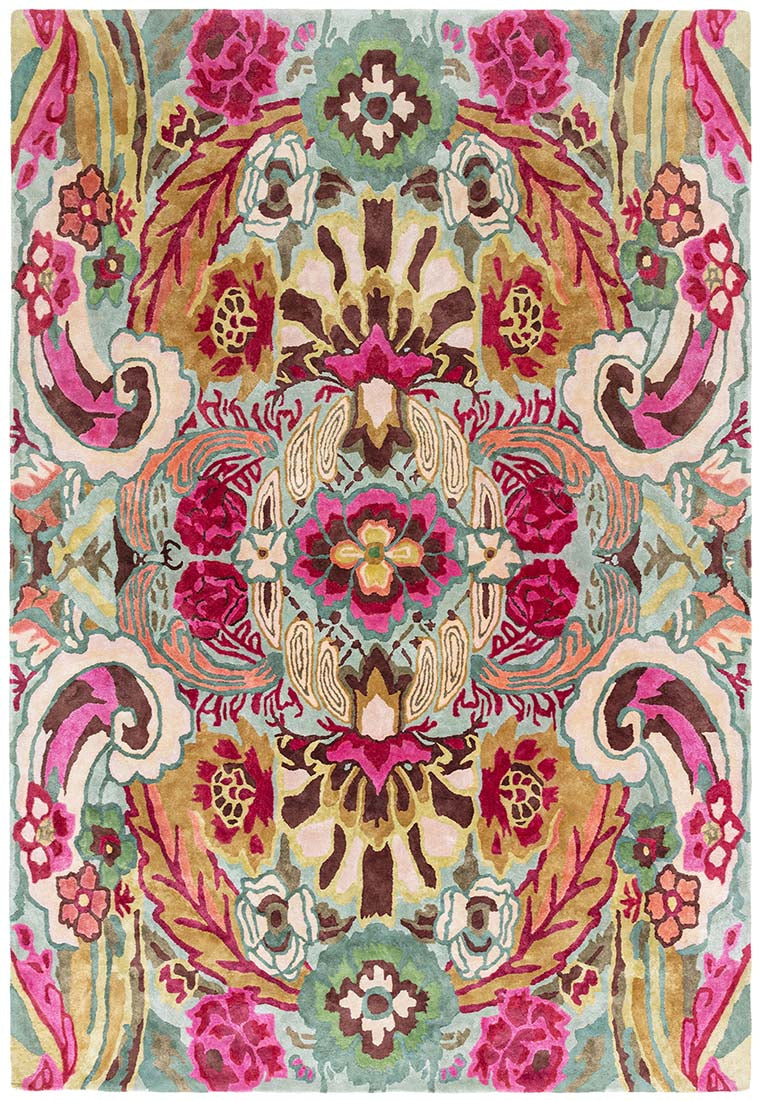 multicolour handtufted modern rug in a floral design