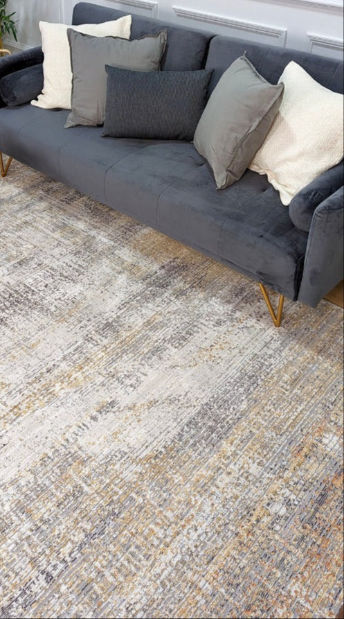 modern yellow and grey abstract area rug