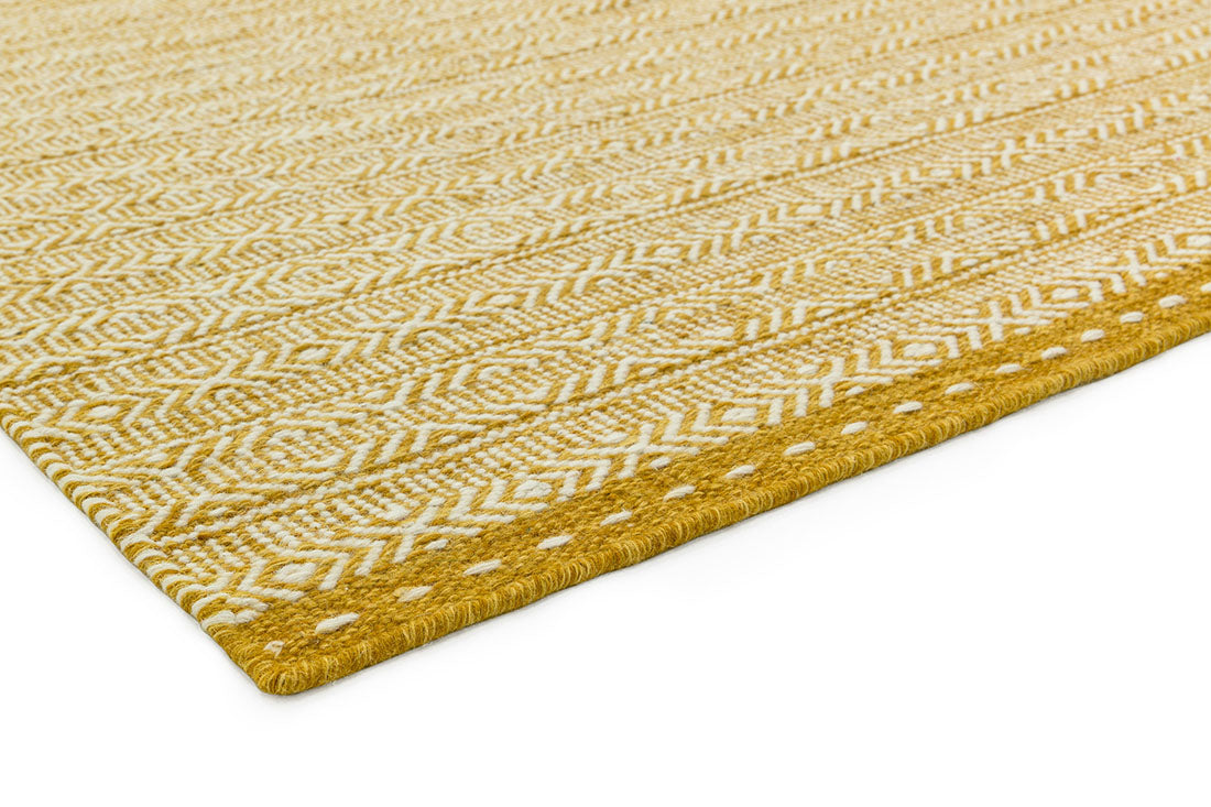 yellow and white kelim flatweave rug