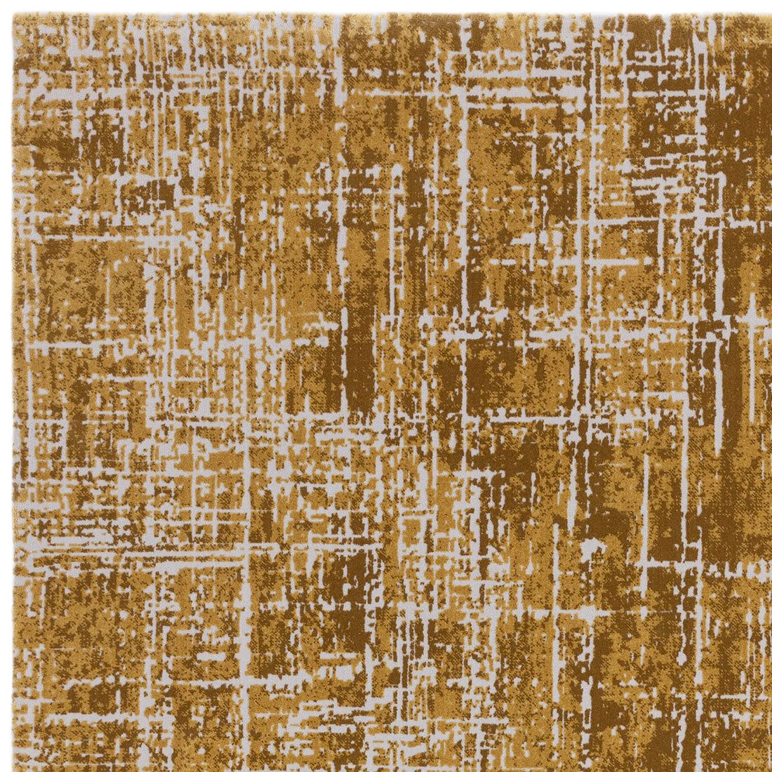 Modern flatweave rug with abstract gold design