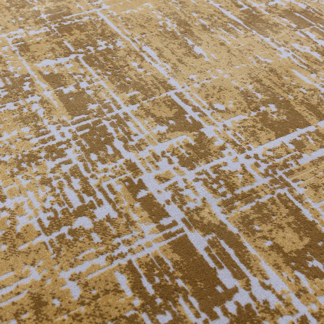 Modern flatweave rug with abstract gold design