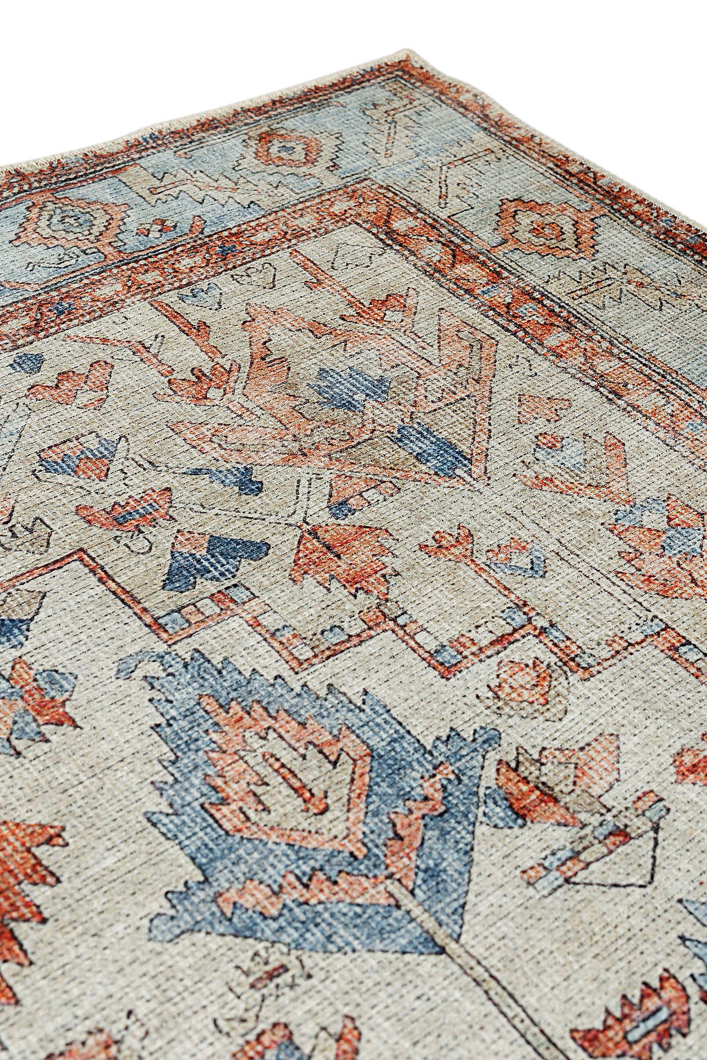 Bordered multicolour vintage style rug