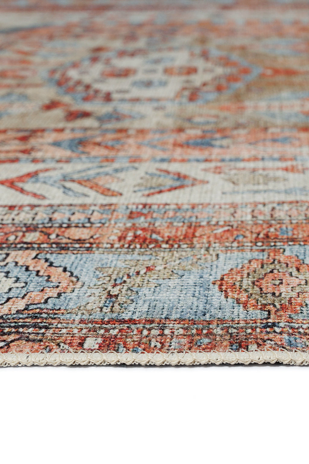 Bordered multicolour vintage style rug