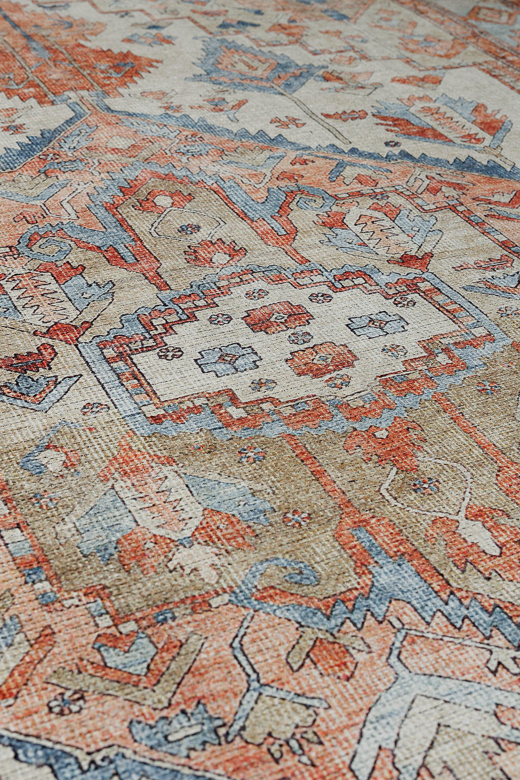 Bordered multicolour vintage style rug