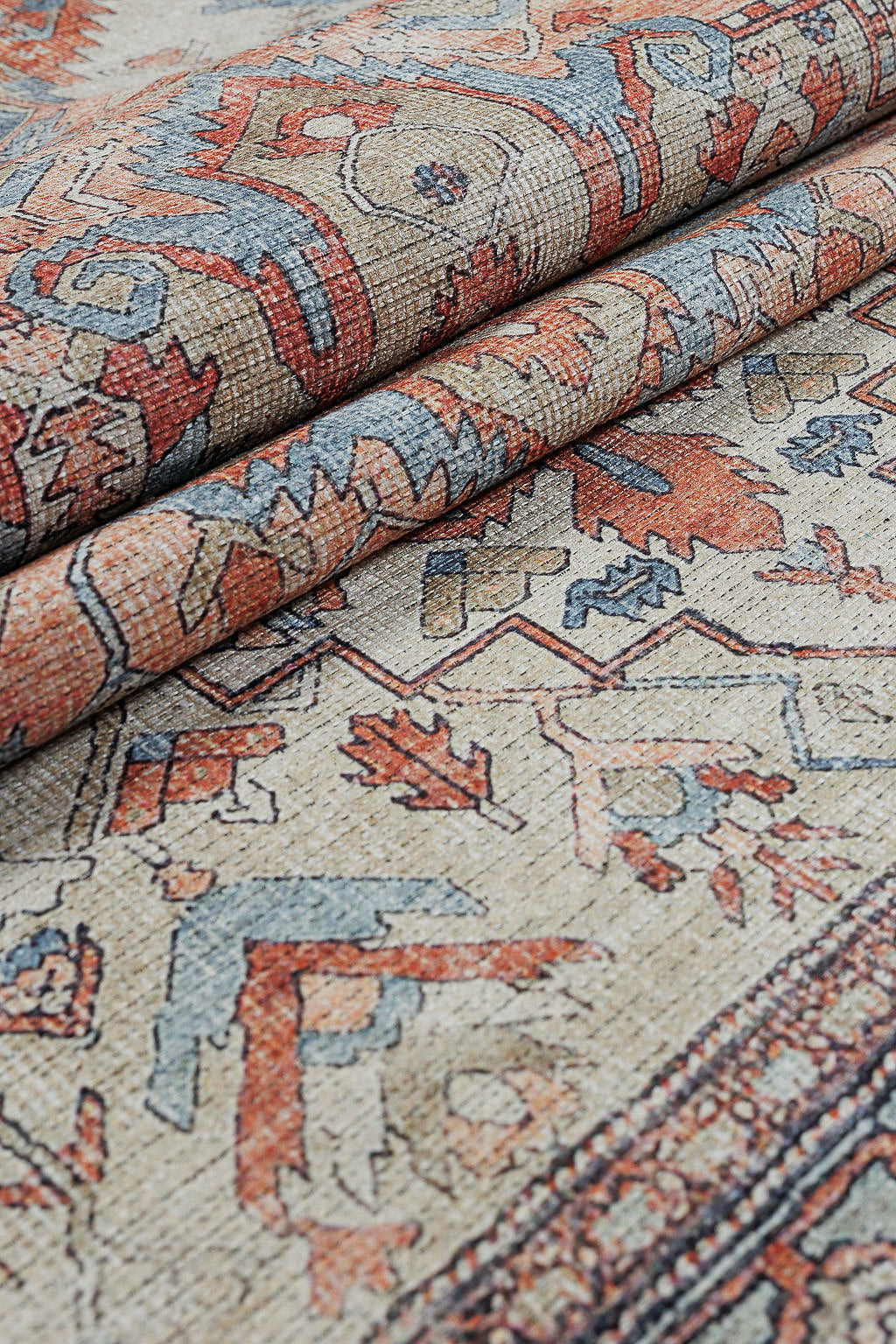 Bordered multicolour vintage style rug