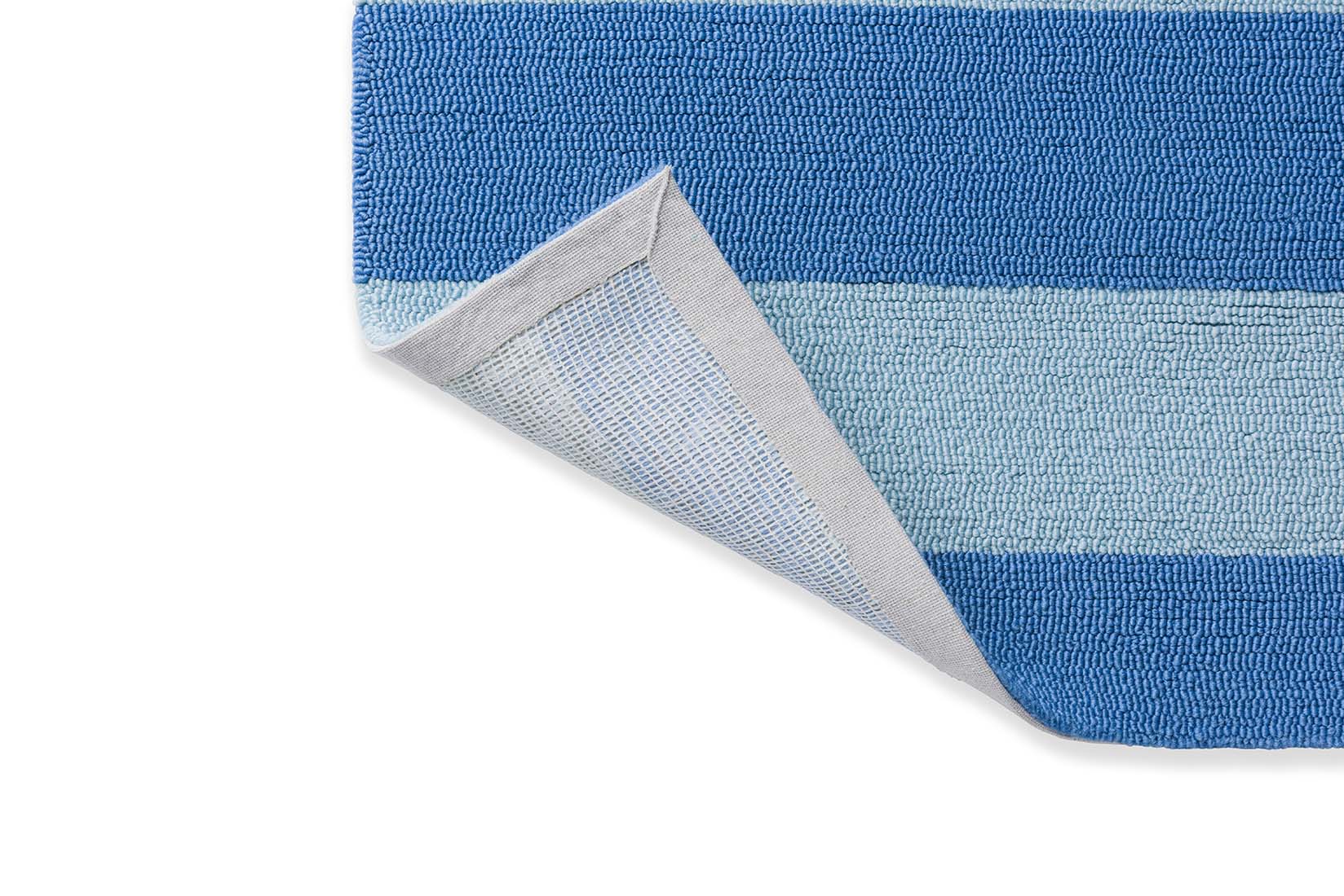Blue stripe indoor/outdoor polypropylene rug
