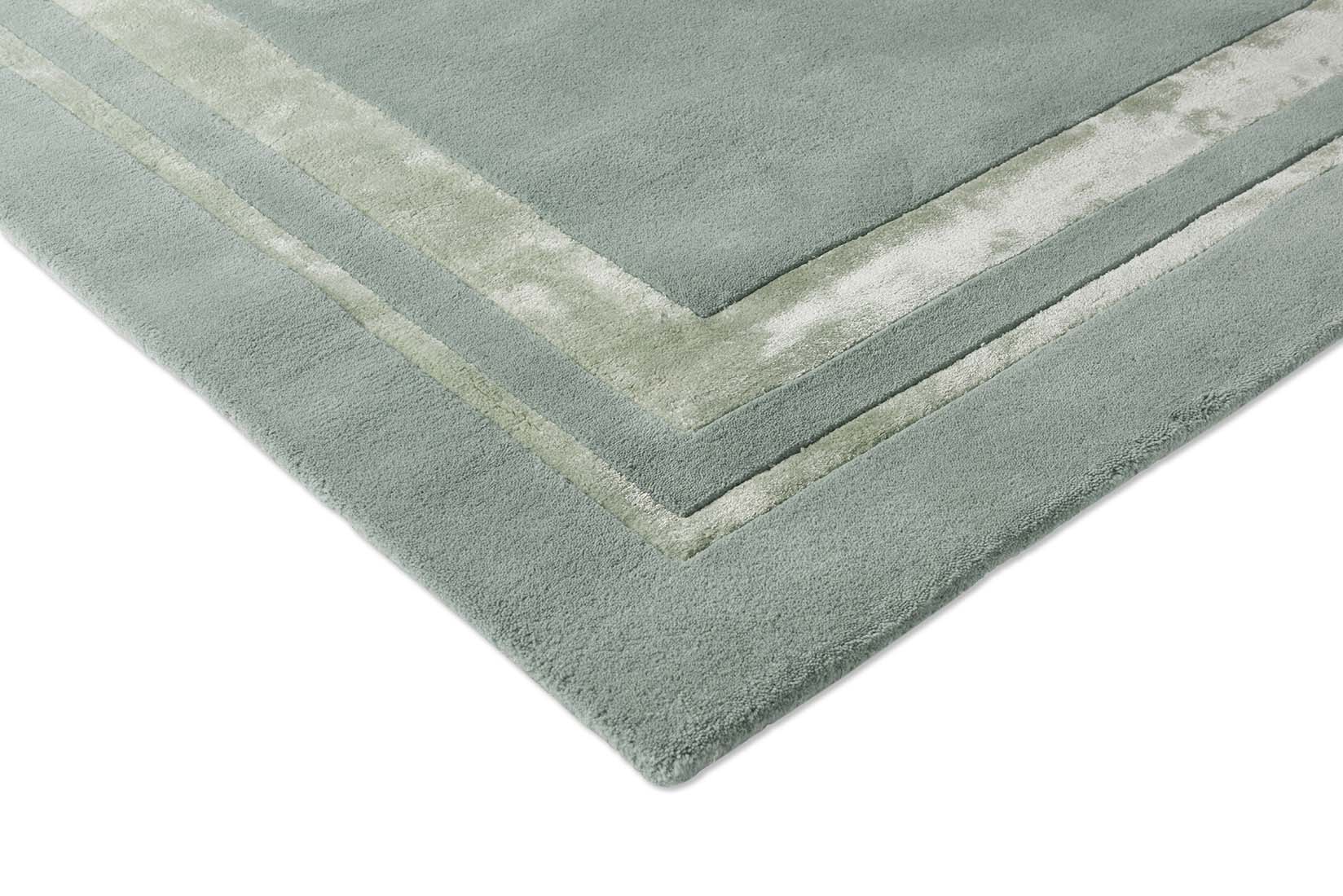 Plain green and blue wool and viscose rug