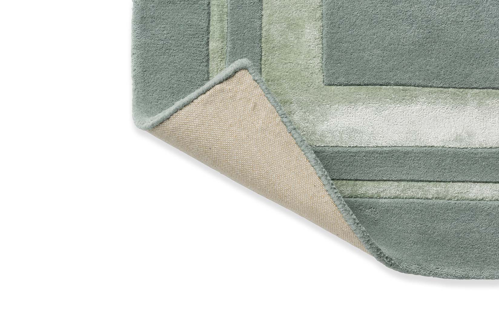 Plain green and blue wool and viscose rug