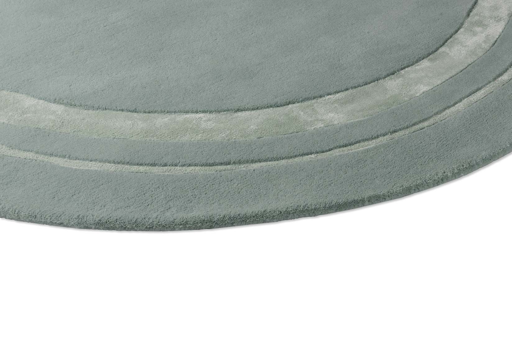 Plain green and blue wool and viscose circle rug