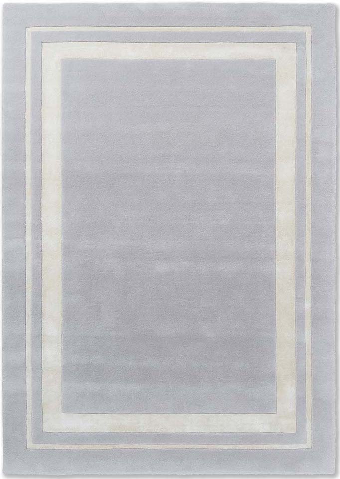 Plain grey and silver wool and viscose rug