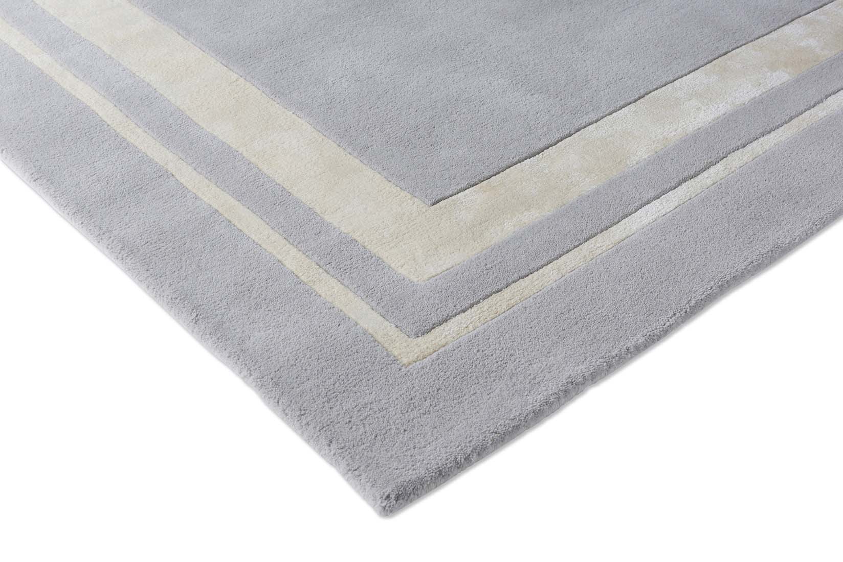 Plain grey and silver wool and viscose rug