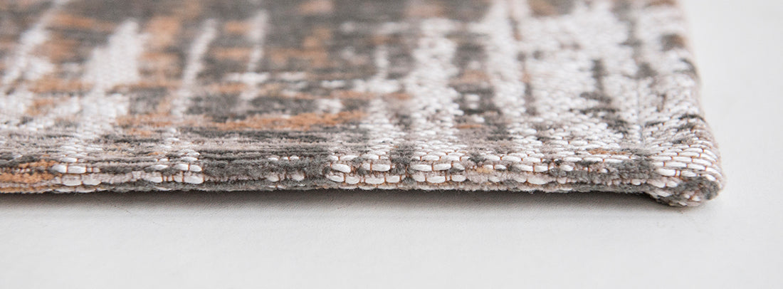 Flatweave rug with abstract stripe design in grey, beige, yellow, red and blue